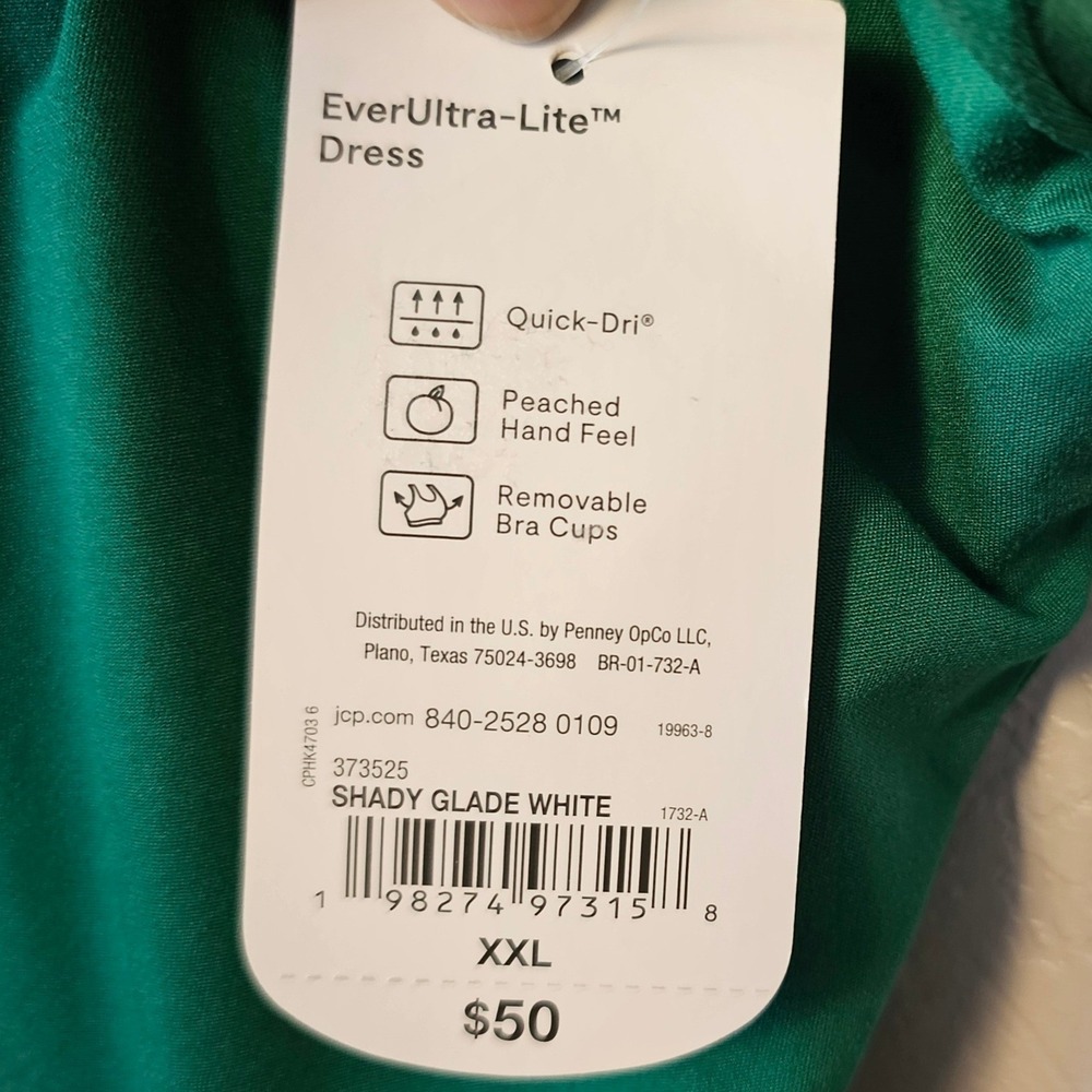Xersion EverUltra-Lite Dress XXL Green Shady Glade White V-Neck Athletic 373525 - Picture 5 of 11